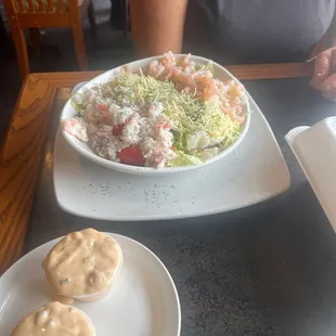 Seafood Salad with homemade thousand island