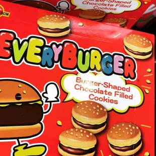 a box of every burger chocolate filled cookies