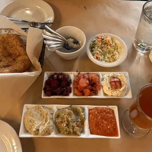 Sampler, hot cider, complimentary vegetables