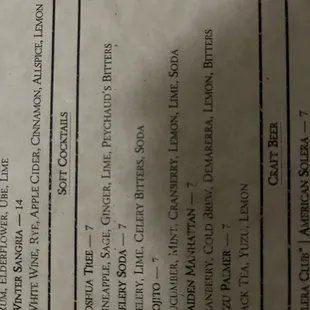 a close up of a menu for a restaurant