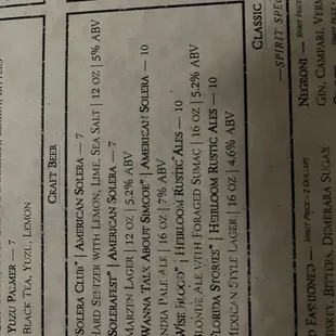 a menu for a restaurant on a table