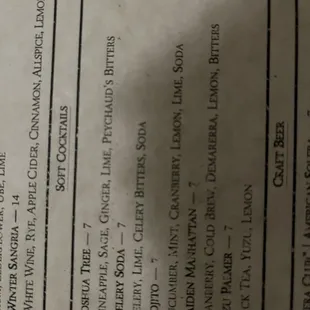 Selection of nonalcoholic cocktails