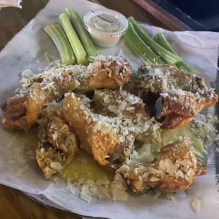 Garlic parm wings.