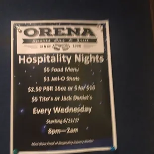 menu