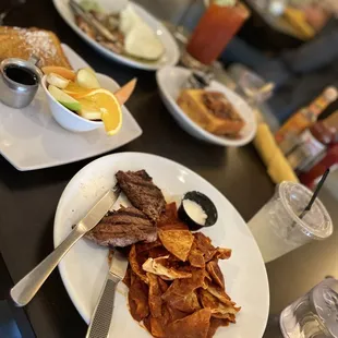 Red &amp; Green chilaquiles with Steak