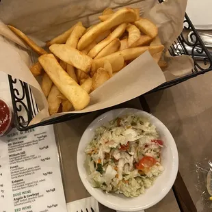 French Fries and complimentary pickled salad thing