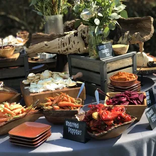 A gorgeous cheese and vegetable display at Tonia and Amanda's wedding.