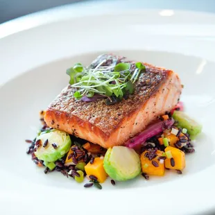 Seared Salmon with Wild Rice Pilaf