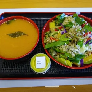 Butternut squash &amp; coconut soup Quinoa salad