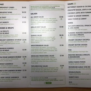 Menu with descriptions