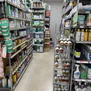 shelves of goods in a grocery store
