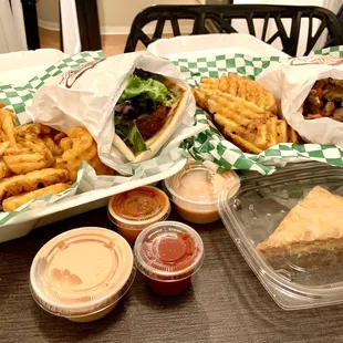 Vegan Gyro Combo (left), Philly Gyro Combo (right)