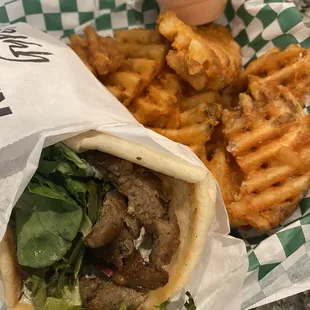 Lamb &amp; beef gyro &amp; Gyro Waffle Fries