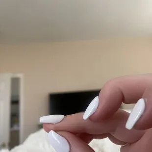 Acrylic is not thin at all and looks extremely bulky. I&apos;ve had gel over acrylics at several other salons and I&apos;ve never had this problem.