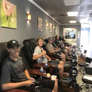 Brothers getting pedicures