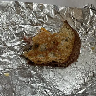 Grilled beef and peppers sandwich.