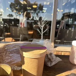 two cups of coffee on a table
