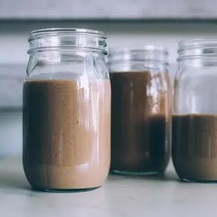 three jars of coffee