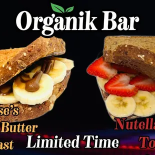 Nutella Berry Toast made with Whole grain toast topped with Nutella, fresh strawberries, and banana slices.