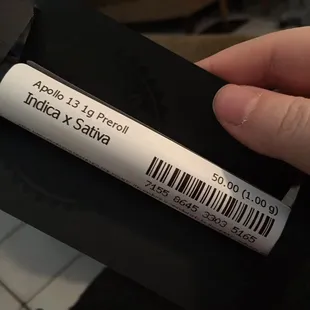 1 gram pre-roll of CBD only Apollo 13 - amazing!