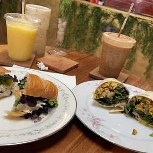 Seafood Salad On Croissant &amp; Island Chicken Wrap Smoothies