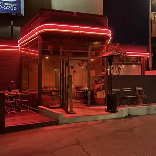 The exterior at night