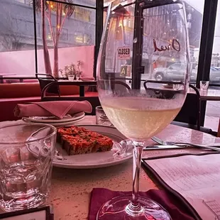 Happy hour glass of white wine delicious