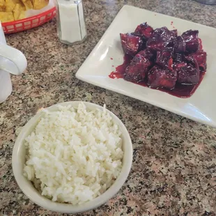 BBQ Spare Ribs &amp; Steamed Rice, $15