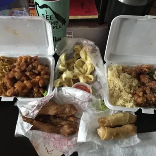 a variety of asian food items