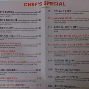 a menu for a restaurant