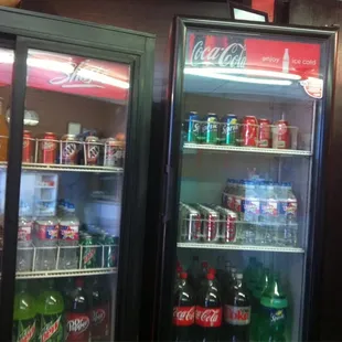 a display of sodas and soft drinks