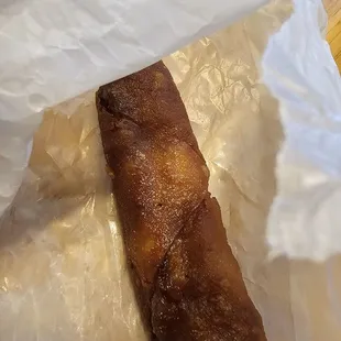 Greasing egg roll ever..maybe it was old and they tried to revive it by frying again?