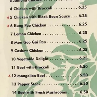 menu