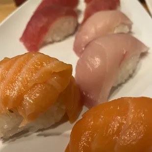 Salmon and tuna and yellowtail