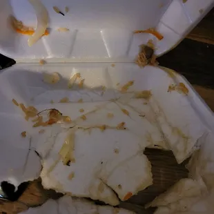 Styrofoam box melted by Oriental fried rice.