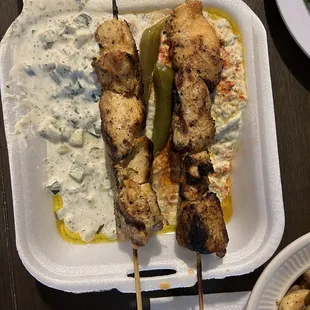 Chicken Shish Tawouk Platter with Baba Ghanouj