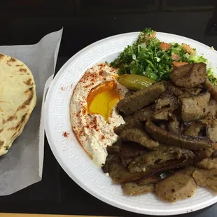 Gyro plate with hummus and tabbouleh