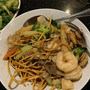 Pan fried noodles. Yum!