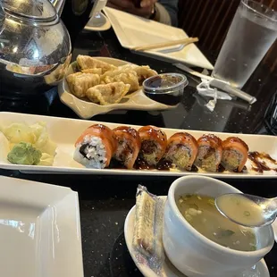 Super Crunchy Roll and 6 Pieces Gyoza Fried Dumplings