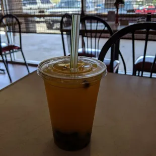 Mango tapioca tea.
