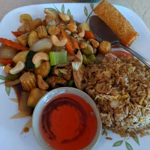 Chicken with cashews &amp; fried rice