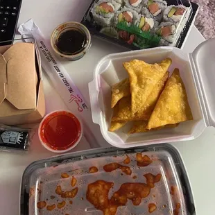 philadelphia roll, Crab Rangoon, General Tso's Chicken