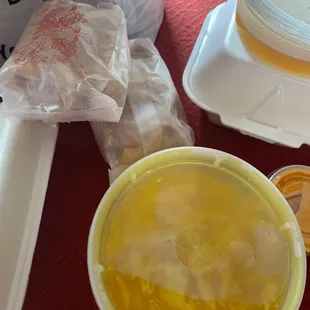 Egg Drop Soup with extra Fried Wonton