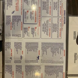 The menu