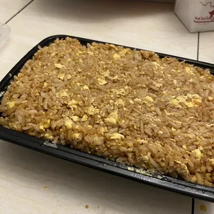 Fried rice (no vegetables as requested, because I'm a picky child at heart)