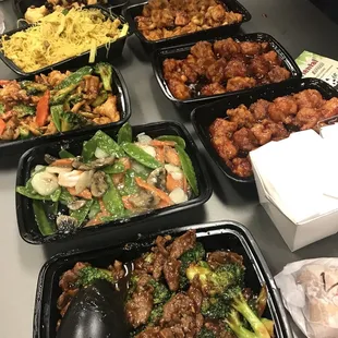 a table full of asian food