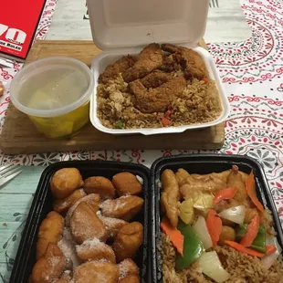 A15. Chinese Biscuit 5. Sweet and Sour Chicken Combo A06. Fried Chicken Wings with rice  A31. Wonton Soup