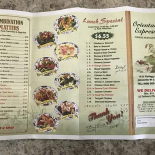 the menu for the restaurant