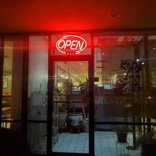 the entrance to the restaurant