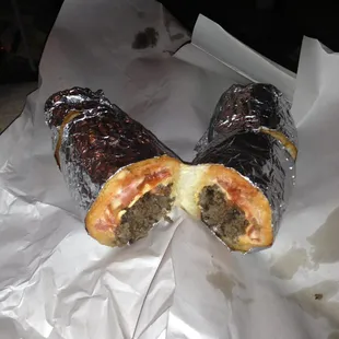 the inside of a burrito